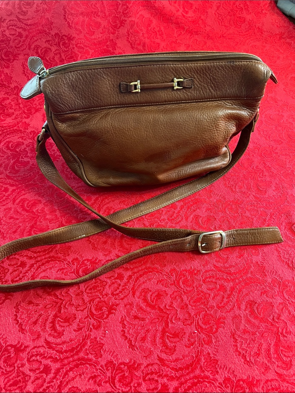 Etienne Aigner Brown Genuine Leather Crossbody Bag Vintage Adjustable Strap